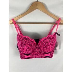 NWT French Affair Bright Pink Push Up Bra Size 38C